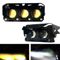 摩托車射燈LED車燈高亮電動車燈輔助路燈雙色白黃光三輪車大燈【尚宜汽配】
