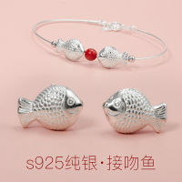 s925純銀素銀接吻魚diy手工串珠編織手鏈腳鏈親嘴魚隔珠飾品配件