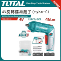 TOTAL TSDLI0442 4V電動起子機組套 可調旋轉式 19PCS 充電式有刷馬達