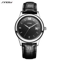 SINOBI Original Design Man Watches Fashion Leather Strap Mens Quartz Wristwatches Calender Relogio Masculino New Male's Clock