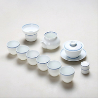 功夫茶具套裝組陶瓷白玉瓷蓋碗茶杯茶濾公道杯整套青花瓷泡茶茶碗