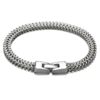 Vintage Cool Stainless Steel Chain Bracelets Bangle for Men Steel Punk Antique Cubic Foxtail Chain Bangle Jewelry Male Pulseira