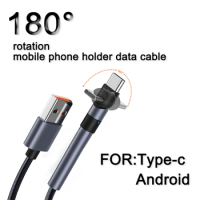 For Huawei Xiaomi 3A/2.4A Fast Charging Android Type-C 180 Degree Mobile Phone Holder Data Cable