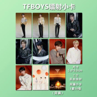 10Pieces Chinese Singer TF Boys Yi Yang Qian Xi Wang Jun Kai 5.8x8.9cm 3Inch RoundCorner Laser Cards Customizable Small Card