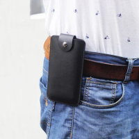 Hanging neck Hanging belt waistband phone Universal holster Straight leather case retro pouch FOR ZTE Axon M pouch AxonM