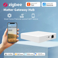 Matter Wired Zigbee Gateway Thread Hub Tuya Smart Home Bridge Matter Gateway for Homekit Siri Alexa Google Smart Life APP