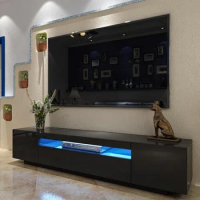 LED TV Stand for 70/75/80/85 Inch TV, Black TV Stand Entertainment Center with Storage and Open Shelf, TV Console Table