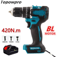 35+3 Torque 13mm Chuck Brushless Electric Hammer Impact Drill Cordless Rechargeable Power Tools For Makita 18V Battery