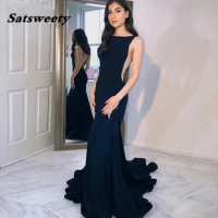 Navy Blue Mermaid Formal Evening Gowns Sexy Evening Party Gown Backless Evening Dress Prom Gowns