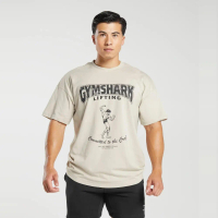 Kemeja-T Kapas Basuh, GYMSHARK, Longgar, Lembut, Lengan Pendek, Untuk Lelaki dan Wanita