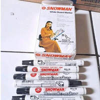 6 pcs SPIDOL SNOWMAN WHITE BOARD MARKER HITAM spidol Black papan tulis round tip Stationery original