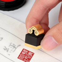 Yellow Metal Wood Chinese Name Seal Art set Stamp Red Inkpad Wood Gift box for Painting Calligraphy