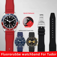 20mm 21mm 22mm Quick Release Fluororubbe bracelet for Tudor Blue Bay 1958 black gold small red shield cola ring timing fluororub