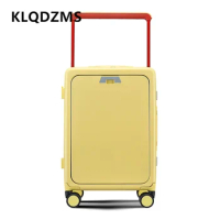 KLQDZMS Luggage Travel Bag 20 Inch Aluminum Frame Boarding Case Front Opening Laptop Trolley Case 24" USB Charging Suitcase