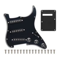 Prewired ST Pickguard SSS 3 Single Coil Pickups Adjustable Screws for Fender Standard Stratocaster Guitar Parts,Black