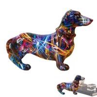 Colorful Dachshund Statue Colorful Dachshund Dog Figurine Graffiti Dachshund Dog Sculpture Animal Statue Art Figurine For Living