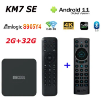 MECOOL Android TV Box, Amlogic AV1, Google Certified, Chromecast, Hebrew, Portuguese, Voice Control Global Version, KM7 SE, 2GB,
