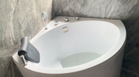 【可開發票】日式坐泡浴缸小戶型轉角家用三角扇形亞克力按摩浴缸0.8 0.9 1米