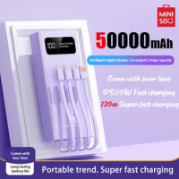 Miniso 50000mAh High Capacity 4 in 1 Power Bank 120W Fast Charge Powerbank Portable External Battery For iPhone Samsung Huawei