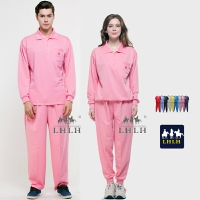 粉紅色 粉色套裝 健檢服裝 運動服 看護服 長袖 Polo衫  現貨