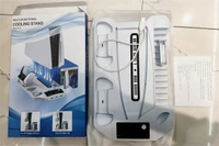 PS5主機多功能散熱風扇底座帶無線手柄雙充+耳機掛架碟片收納