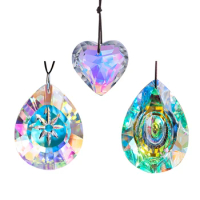 H&amp;D Set of 3,50mm/76mm Crystal Aurora Borealis Prisms Suncatcher chandelier Parts Rainbow Maker Window Hanging Ornaments Decor
