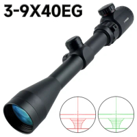 3-9x40EG Tactical Scope Red Green Optical Riflescope Adjustable Zoom Reflex Scopes Sniper Airsoft Sight Hunting Accessories