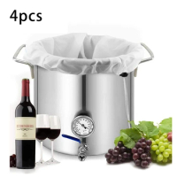 4 Pack Brew Bags -Reusable Mesh Bag For Fruit Cider Apple Grape Wine Press Drawstring Straining Brew In A Bag 38X42cm