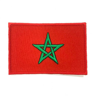 摩洛哥國旗 熨燙刺繡 熨燙背膠補丁 布藝徽章 袖標 布標 布貼 補丁 貼布繡 臂章