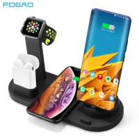 4 in 1 Wireless Charger Dock Station for Apple Watch 6 iPhone 15 14 13 12 11 XS XR 8 Airpods Pro Samsung S24 Fast Charging Stand