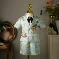 5PCS Children's Suit New Fashion Stage Boys' Piano Performance Clothes Wedding Birthday Baptism Party Prom Dress For Eid A2305