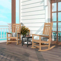 Oversized Heavy Outdoor Rocking Chairs, Patio Rocking Chairs for Adults 400Lbs Support, Poly Rocking Chair Look Like Real Wood