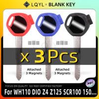 3Pcs New Blank Key Motorcycle Replace Uncut Keys For HONDA scooter A magnet Anti-theft lock keys Zoomer DIO Z4 Z125 SCR100 WH110