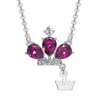 【RJNewYork】埃及閃耀公主雙皇冠水晶鑲水鑽項鍊(白色紫色2色可選)