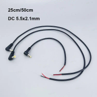 ปลั๊กขั้วต่อไฟฟ้า DC, 2 พิน, สายไฟมุมขวา, 5.5x2.1 มม., 22AWG, 3A, เหมาะสำหรับการชาร์จ, ข้อศอก, THB5,