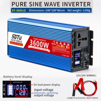 Pure sine wave inverter 24V to 220V 1000W 1800W 2200W 3000W 3600W DC to AC voltage converter 24V 110V 220V mini car power supply
