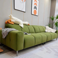 優樂悅~法式簡約鋼琴鍵沙發高靠背可調節靠頭沙發貓爪布直排復古綠沙發