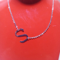 Kalung Huruf S perak silver925 Lapisan emas putih kh4