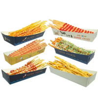 100pcs French Fries Packaging Paper Box Disposable Long Potato Chips Snack Baking Food Packing Holder