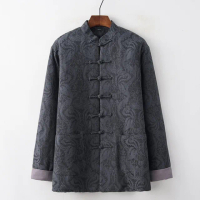 【巴黎精品】現貨+預購 新中式 唐裝漢服上衣(中國風復古加厚緹花棉襖男上衣6色a1bx66)