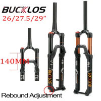 BUCKLOS Bicycle Suspension Fork 26 27.5 29er MTB Air Fork Thru Axle TA Front Fork 140MM Travel Rebound Adjustment Bike Parts