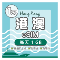 【環亞電訊】eSIM港澳01天每天1GB(24H自動發貨 免等待 免換卡 澳門 香港 港澳 eSIM)