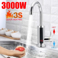Electric Kitchen Water Heater 3000W EU Faucet Tap Instant Hot Water Cold Heating Faucet Tankless Water with LED Digital Display