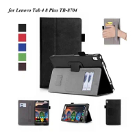 20PCS/Lot Luxury Folio Handstrap Cover For Lenovo Tab 4 8 Plus TB-8704 Stand PU Case W/Card Slot
