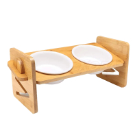 【KOBA】造型可調節寵物碗 貓碗 狗碗 實木質感 可調式W斜面餐桌(貓狗通用)