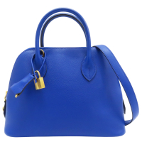【二手名牌BRAND OFF】HERMES 愛馬仕 Bolide 1923 27 柏莉包 两用包 藍色 牛皮 U刻 金扣