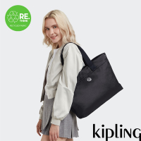 Kipling 褶皺色丁黑手提內夾層托特包-COLISSA