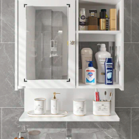 Punch-free bathroom shelf bathroom mirror cabinet wash table wall cabinet toilet storage wall-mounted mirror