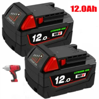For Milwaukee 48-11-1852 M18 LITHIUM XC 12Ah Extended Capacity Battery for Milwaukee 48-11-1850 48-11-1840 Cordless Power Tools