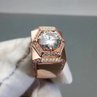 Moissanite white D color diamond ring men's one carat luxury male